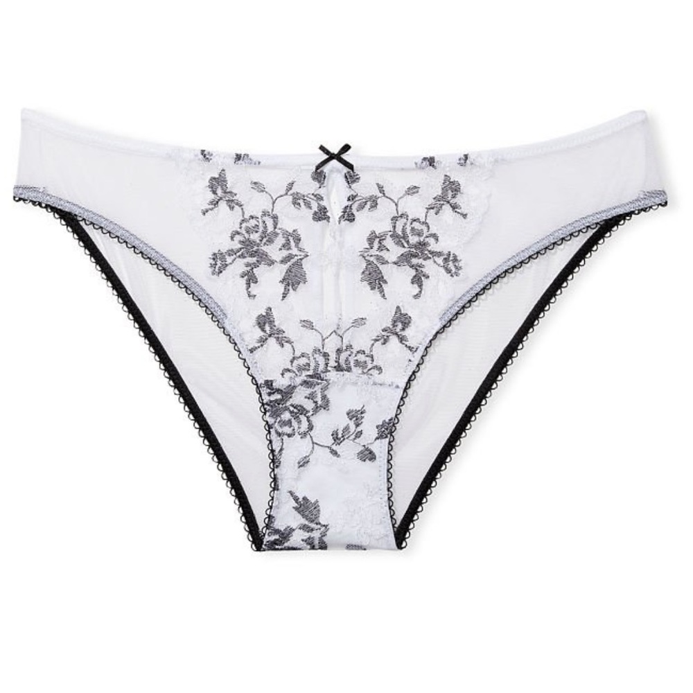 Dream Angels Victoria Secret 🤍🖤 Embroidered Lace Keyhole Cheekini Panty